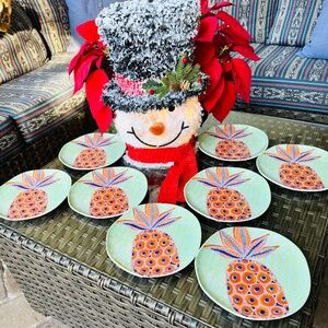 8 NWOT Anthropologie Tropical Montejo Pineapple Plates